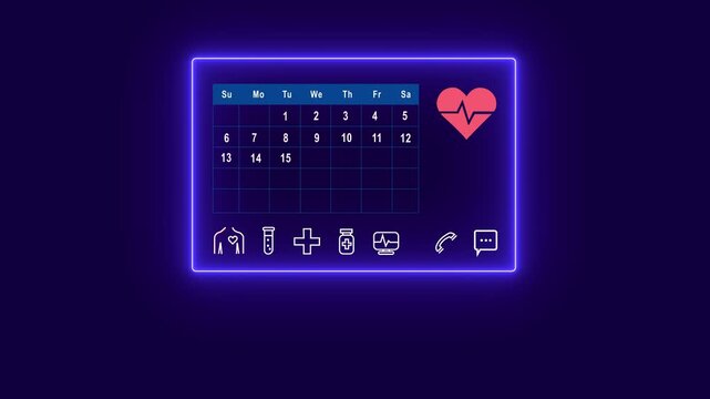 Doctor holding digital tablet with calendar interface for medical appointment booking. Healthcare technology concept for scheduling heart checkup, cardiology consultation, and telemedicine service.