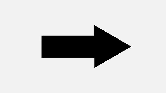 Black simple straight animated arrow pointing to the right on black background or transparent background. Right-Pointing Arrow Animation. motion graphics. animation. 4k video