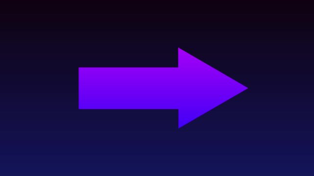 Blue simple straight animated arrow pointing to the right on black background or transparent background. Right-Pointing Arrow Animation. motion graphics. animation. 4k video