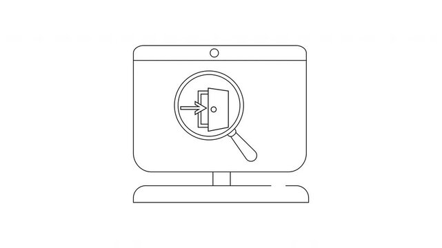 Computer Security Vulnerability Scan Line Art Illustration.