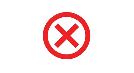 Obraz premium a red cross mark icon inside a circle on white symbolizing error denial or incorrect choice perfect for user interface design and warnings