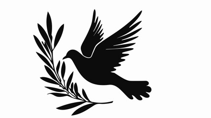 Obraz premium Silhouette of a dove with olive branch symbolic of peace and harmony