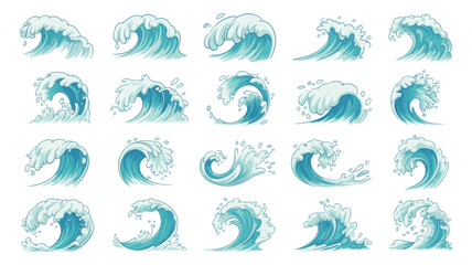 Fototapeta premium set of blue and white floral patterns