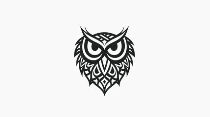 Fototapeta premium Intricate owl illustration with symmetrical design on a minimalist background
