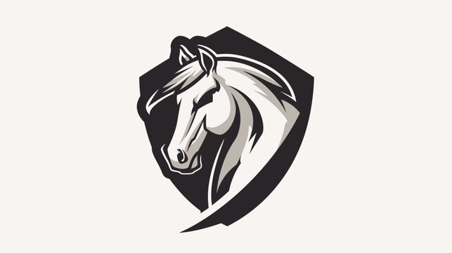 Elegant horse head in shield logo design symbol of strength and grace