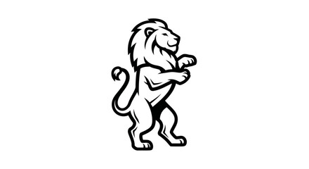 Fototapeta premium Stylized lion illustration in black and white against a white background