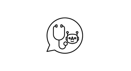 Obraz premium AI Chatbot with Stethoscope Icon in Speech Bubble, Medical Technology Concept