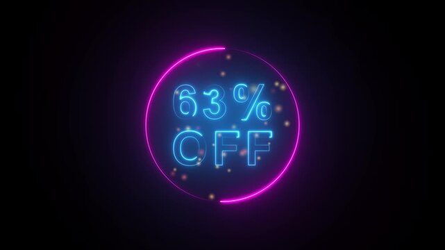 63 Percent Off Neon Sign With Pink Circle Border And Sparkles On Black Background discount sale