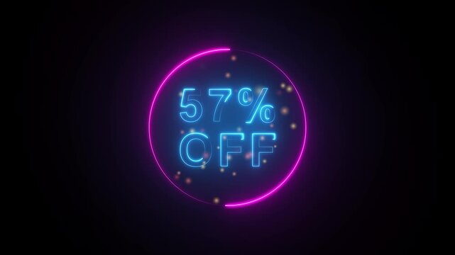 Fifty Seven Percent Off Neon Sign With Glowing Particles On Dark Background 57 percent off sale