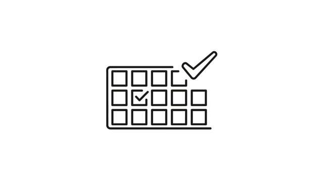Calendar Grid with Checkmarks - Deadline, Schedule, Planning, Task Completion Icon
