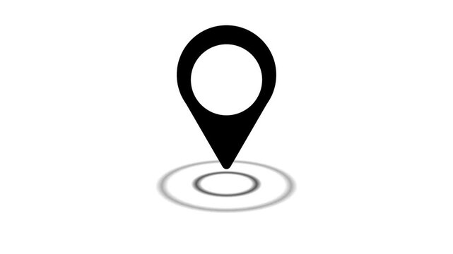 Pin location animated marker with growing radius on white background for travel and navigation