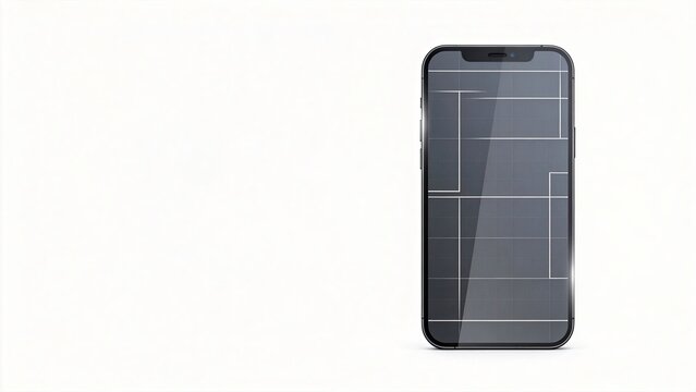 Modern smartphone with grid layout on screen blank display for app interface white background 3d render technology device mobile communication digital gadget isolated object