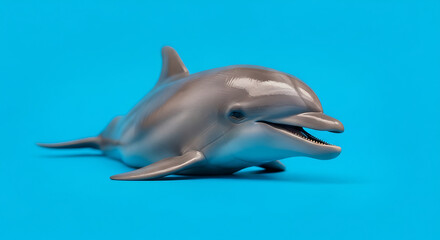 Obraz premium A dolphin swimming in the ocean with a happy expression on its face