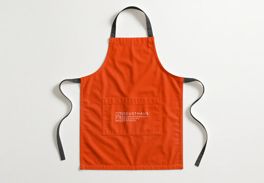 Bright Orange Cooking Apron Mockup PSD