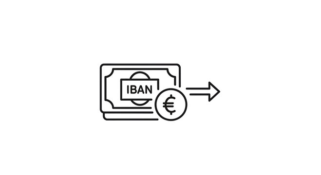 Euro IBAN Money Transfer Icon: Banking Transaction, Payment, Finance Concept