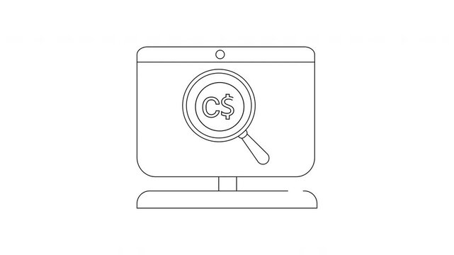 Online Price Search - Computer Screen with Magnifying Glass Icon.