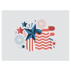 Obraz premium Vibrant American flag design with fireworks and stars for 4th of July celebrations