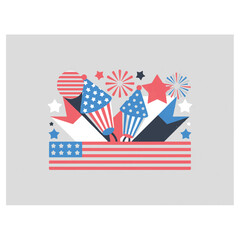Obraz premium Vibrant American party celebration with fireworks and stars