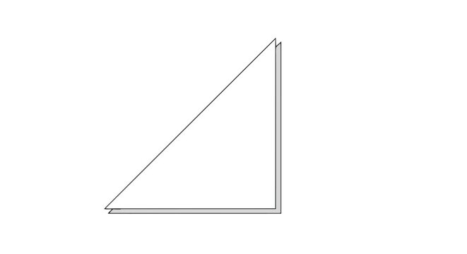 Minimalist outline of a right-angled triangle on a stark white background, geometric simplicity showcasing pure form and clean lines