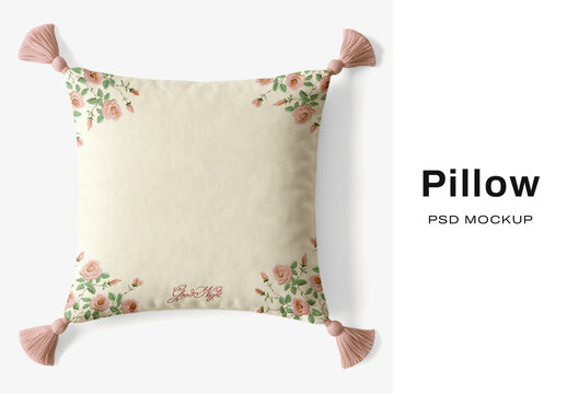 Floral Pillow Mockup Design PSD
