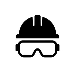 Fototapeta premium Solid Hard Hat Goggles Icon for Construction Safety Apps
