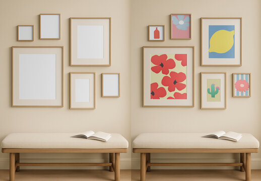 Minimalist Gallery Wall Art Frame Mockup PSD