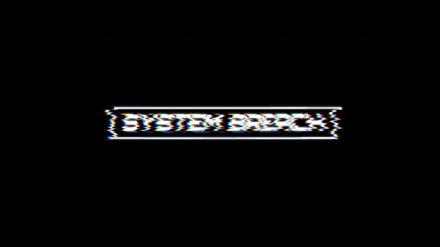 Glitch cyber attack warning animation with RGB distortion and digital interference effect. 4K Video