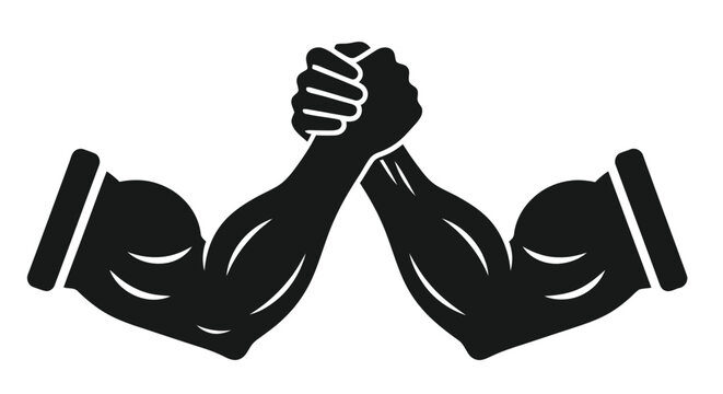 Two arms locked in an arm wrestling match a symbol of strength and competition