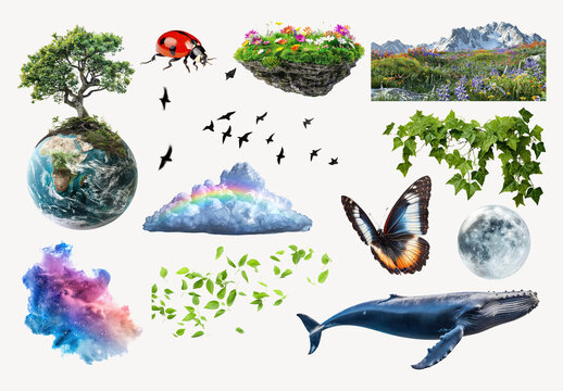 Nature Collage Element Design Set