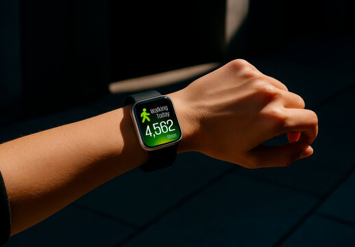 Smartwatch Mockup Tracking Fitness Steps PSD