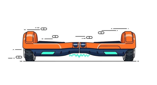 Hoverboard Technical Diagram Side View Illustration.