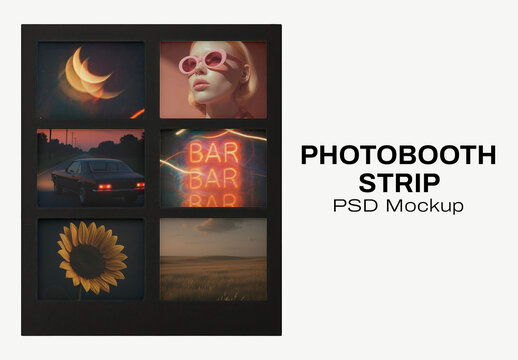 Vintage Photobooth Strip Mockup PSD