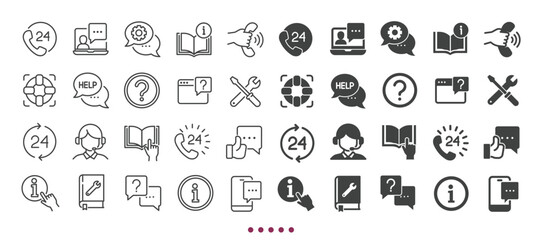 Fototapeta premium Support icons collection. Multi series icons. Line and glyph solid web icons collection