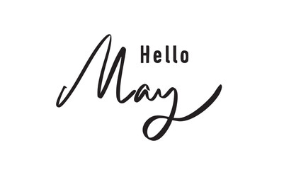 Hello May month text font calligraphy hand written lettering script black color object icon hello may spring season welcome calendar hello may month banner quote labor happy hello may month holiday 