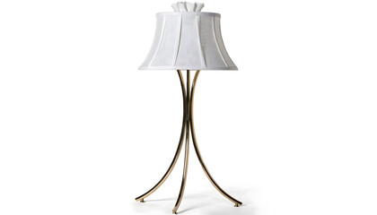 Obraz premium Elegant table lamp with white shade on bronze stand isolated on white background