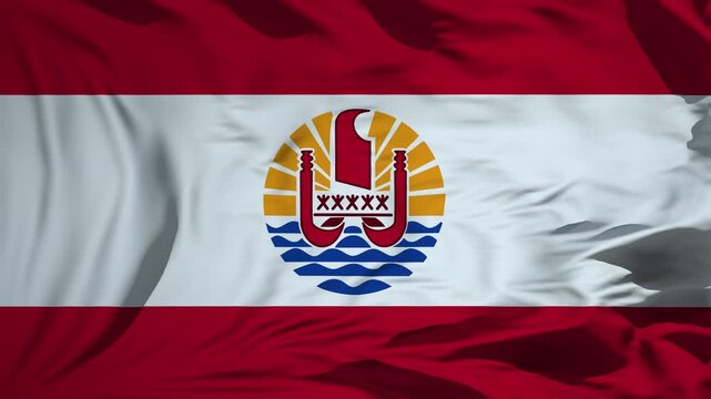 French Polynesia Flag Waving In Slow Motion