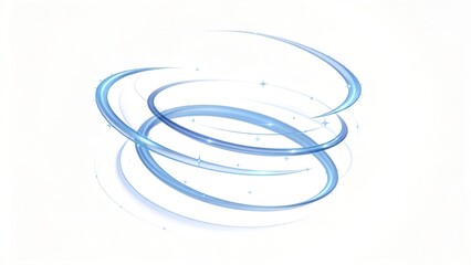 Fototapeta premium Abstract blue spiral light streaks with sparkling stars on white background dynamic swirl motion energy vortex futuristic technology concept glowing circle rings magic aura clean