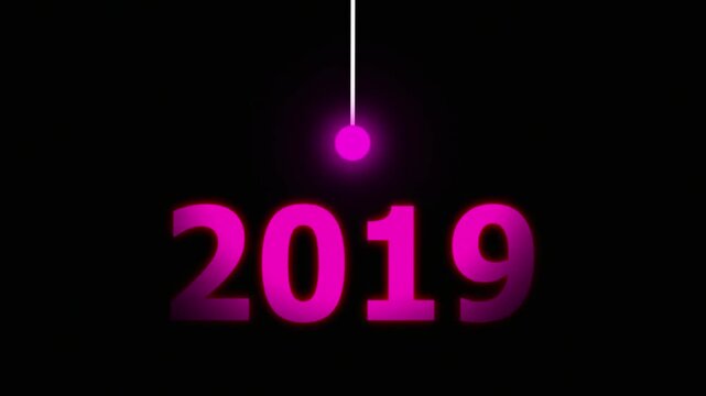 Pink Idea Lighting Up 2019 &ndash; Futuristic New Year Concept Symbolizing Innovation, Hope, Strategy and Forward Thinking Success.