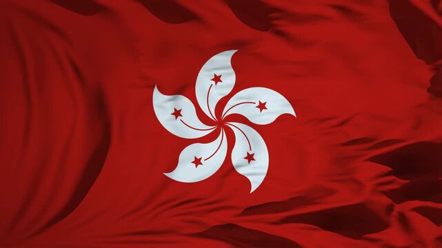 Hong Kong Flag Waving In Slow Motion
