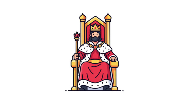 Majestic King Seated on Ornate Throne Holding Scepter Symbolizing Power and Authority