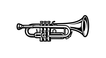 Obraz premium Black and White Trumpet Illustration.