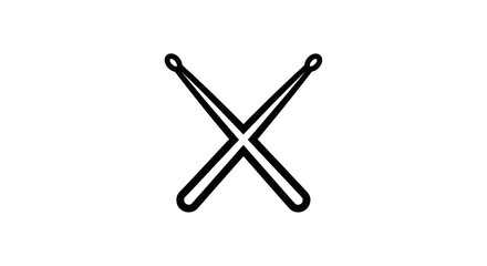 Obraz premium Black Knitting Needles Crossed Simple Design.