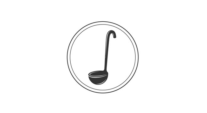Black Ladle Icon Simple Design Element.