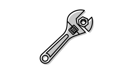 Obraz premium Adjustable Wrench Tool Equipment Illustration.