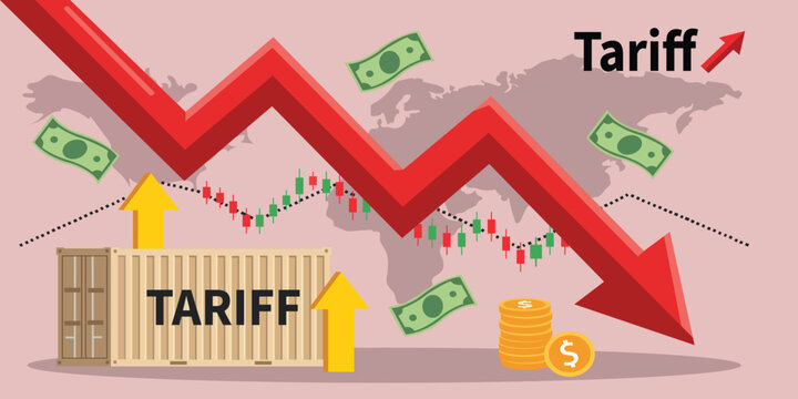 Trade tariff increase economic decline financial crisis vector illustration