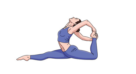 Graceful yogi demonstrating advanced flexibility in a split pose with a deep backbend and foot grasp