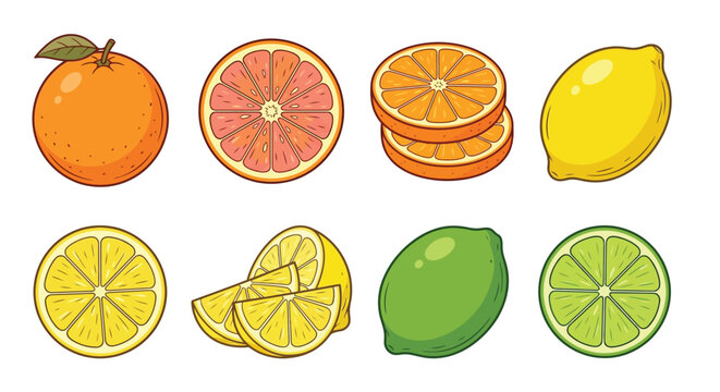 A colorful assortment of citrus fruits including oranges lemons and limes