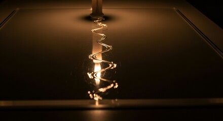 Obraz premium A solitary candle flame casts a warm, golden glow, illuminating a thin, winding stream of molten
