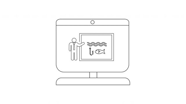 Fishing Tutorial on Computer Screen - Animated Educational Video.