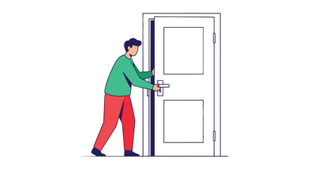 Man opening a modern interior door, symbolizing new opportunities, choices, and pathways in life's journey